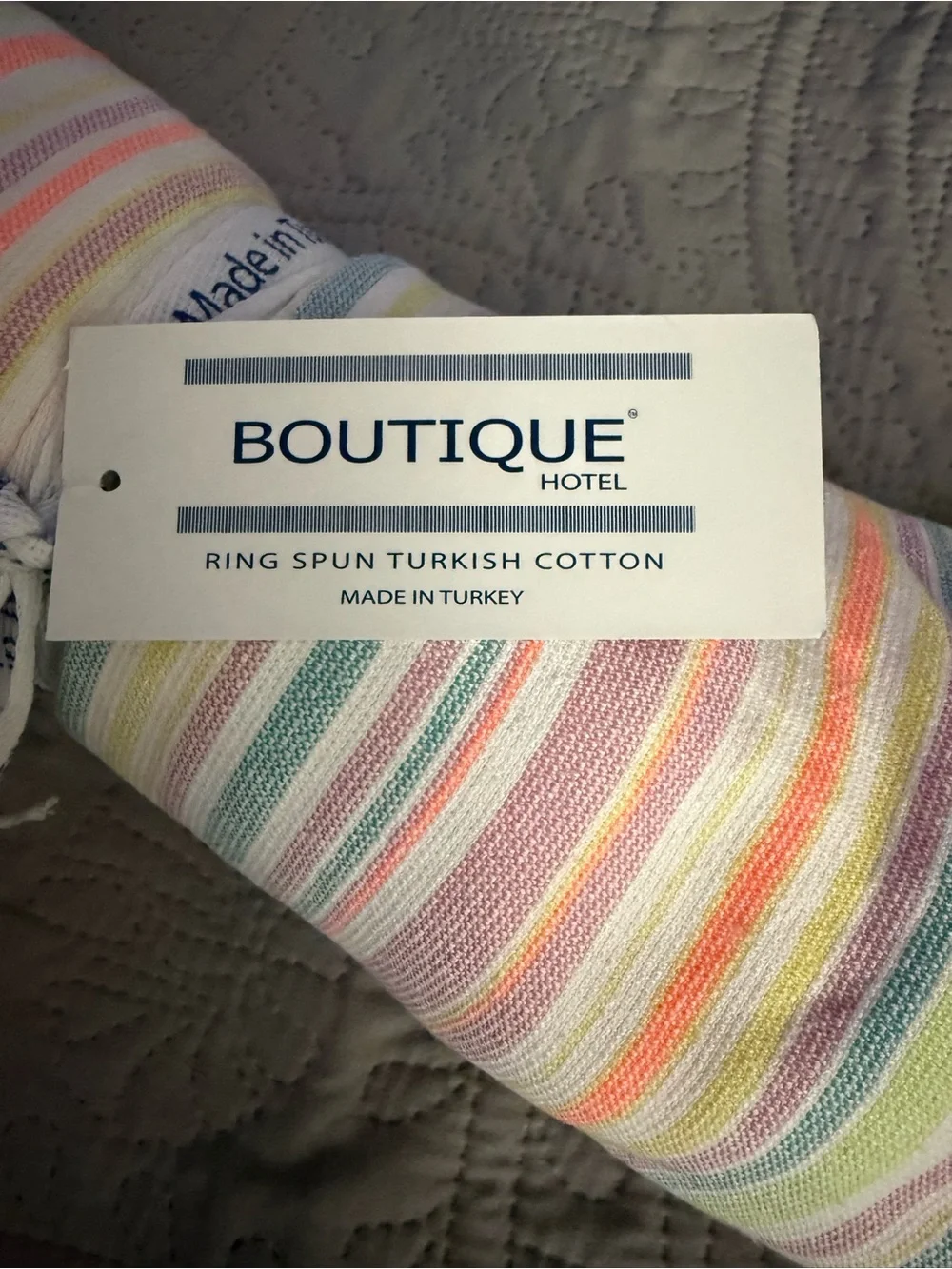 Boutique Hotel Turkish Beach Towel Multi-Color Stripes Cotton 36x68